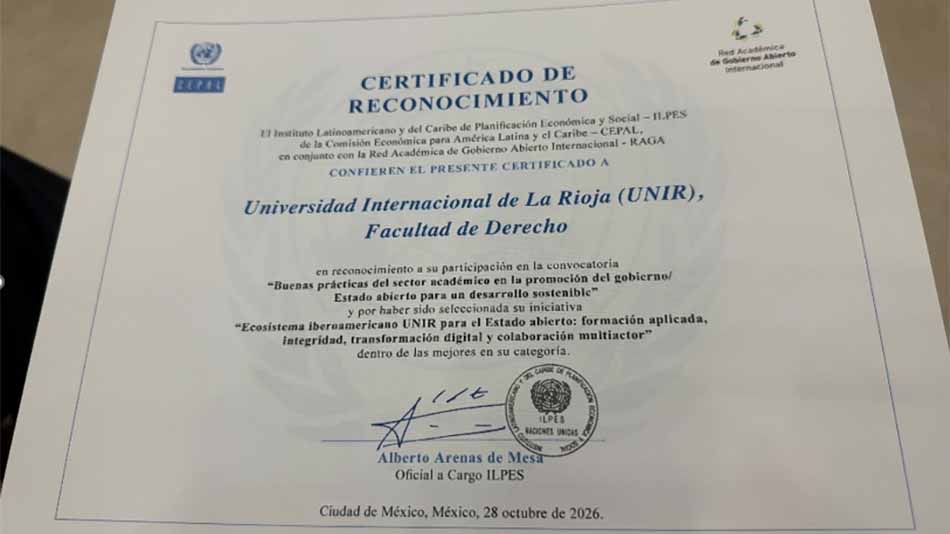 reconocimiento para UNIR